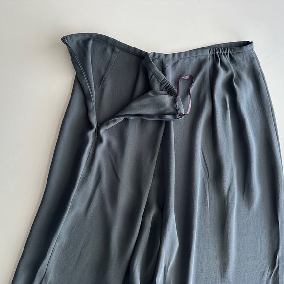 Eileen Fisher 100% Silk Side Zip Tailored Career Professional Dark Grey Pants M - Picture 3 of 9